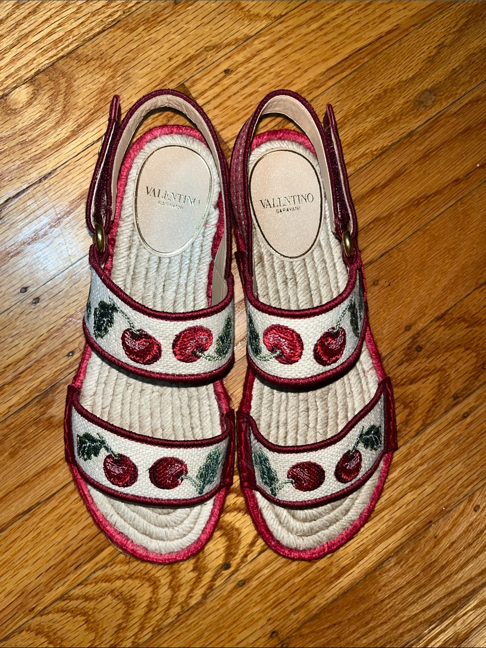 Valentino Cherryfic Double Strap Slingback Espadrille Sandals Size 37